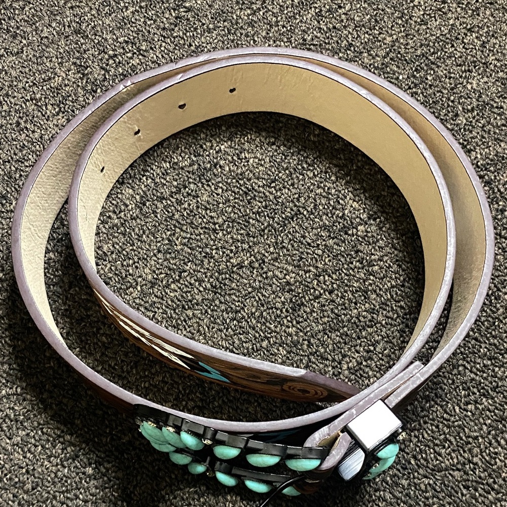 Womens Turquoise Stone Western Belt Cowgirl Design 38-40’ - Picture 4 of 5
